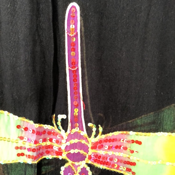 Batik Sequins Dragonfly Wrap Cover Up Sarong Shawl Fringe Swim Scarf - Picture 2 of 2